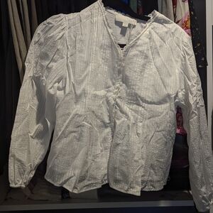 White Lace Trim Blouse